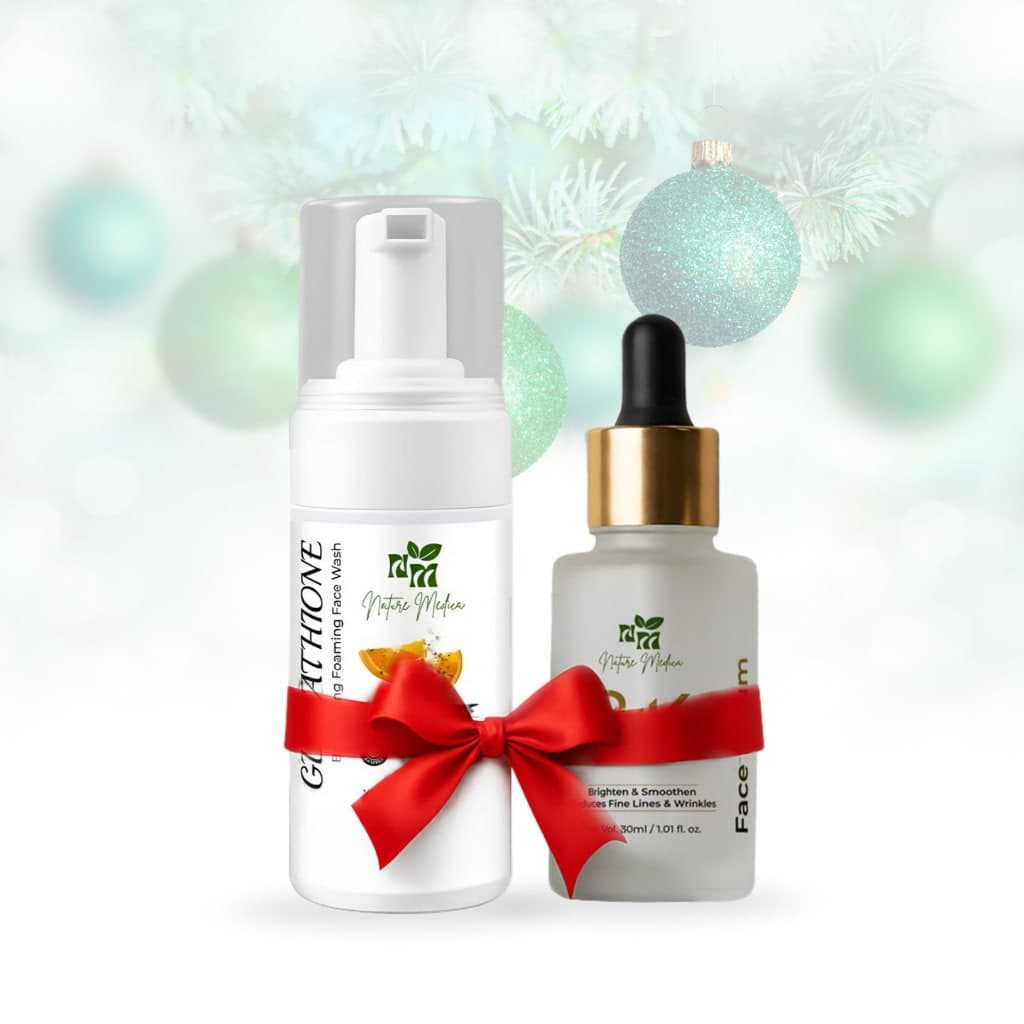 Nature Medica Skin Brightening Combo | Glutathione Foaming Facewash + 24K Gold Serum | New Year Special Combo
